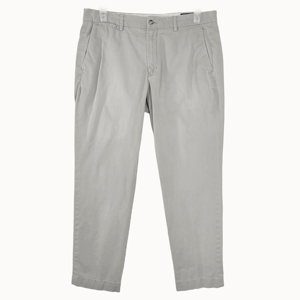 Polo Ralph‎ Lauren Men's 35x30 Stretch Straight Fit Chino Pants Gray Cotton